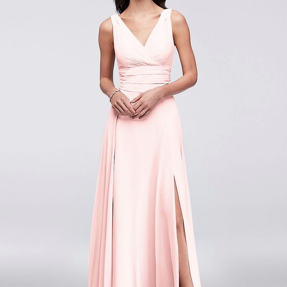 david's bridal surplice tank long chiffon bridesmaid dress Surplice Tank Long Chiffon Bridesmaid Dress